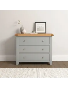Windsor 3 Drawer Chest - Pebble Grey/Oak | Murphy Furniture