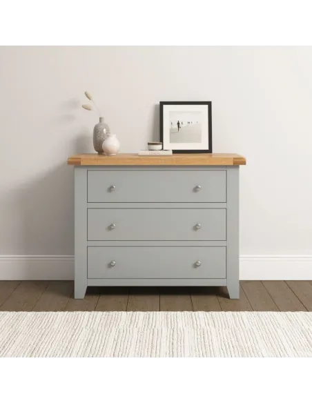 Windsor 3 Drawer Chest - Pebble Grey/Oak | Murphy Furniture