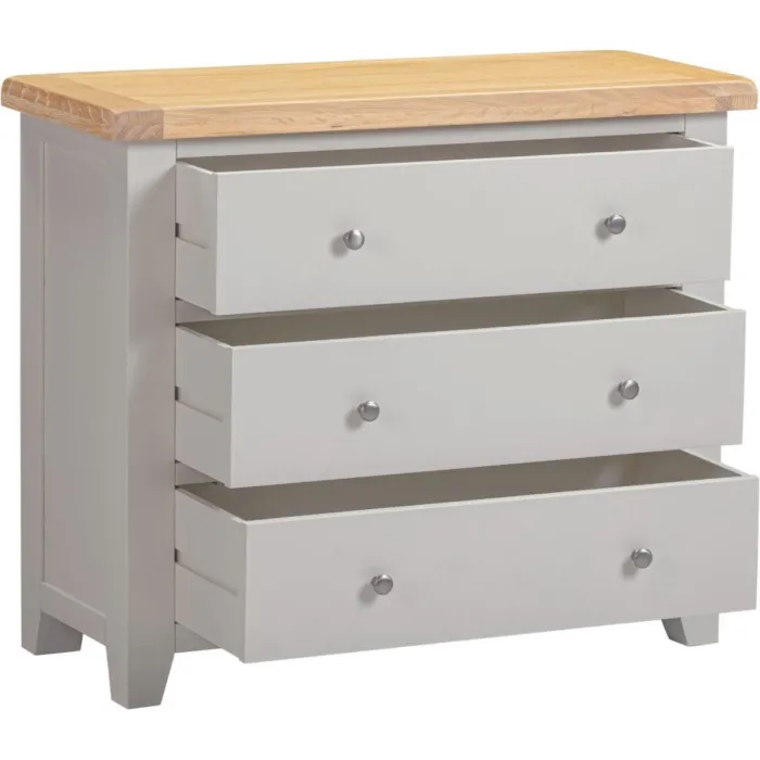 Windsor 3 Drawer Chest - Pebble Grey/Oak | Murphy Furniture