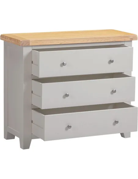 Windsor 3 Drawer Chest - Pebble Grey/Oak | Murphy Furniture