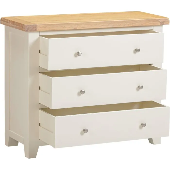 Windsor 3 Drawer Chest - Ivory/Oak | Murphy Furniture