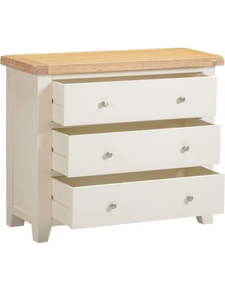 Windsor 3 Drawer Chest - Ivory/Oak | Murphy Furniture