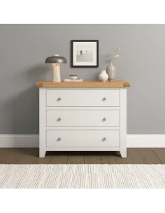 Windsor 3 Drawer Chest - Ivory/Oak | Murphy Furniture