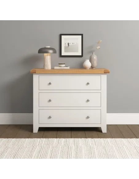 Windsor 3 Drawer Chest - Ivory/Oak | Murphy Furniture