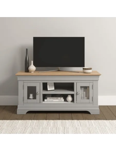 Bordeaux Small TV Stand - Pebble Grey/Oak | Murphy Furniture