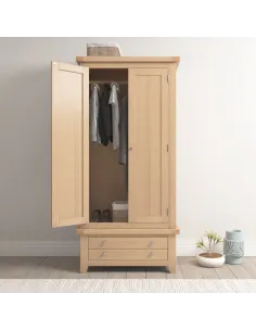 Windsor 2 Door 1 Drawer Wardrobe - Natur | Murphy Furniture
