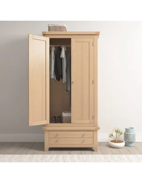 Windsor 2 Door 1 Drawer Wardrobe - Natur | Murphy Furniture