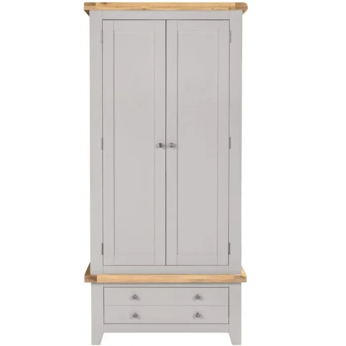 Windsor 2 Door 1 Drawer Wardrobe - Pebbl | Murphy Furniture