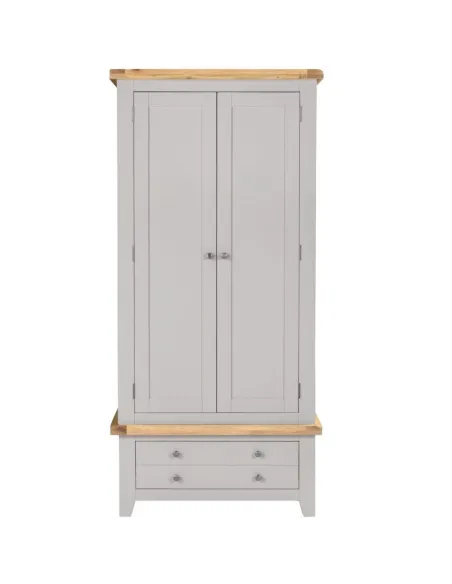 Windsor 2 Door 1 Drawer Wardrobe - Pebbl | Murphy Furniture