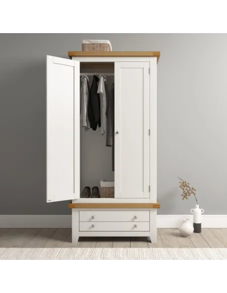 Windsor 2 Door 1 Drawer Wardrobe - Ivory | Murphy Furniture