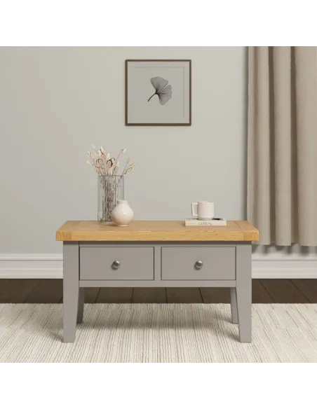 Windsor 2 Drawer Coffee Table - Pebble G | Murphy Furniture