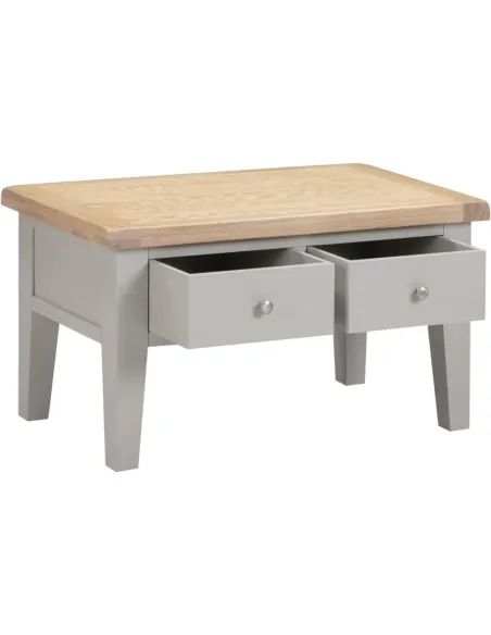 Windsor 2 Drawer Coffee Table - Pebble G | Murphy Furniture