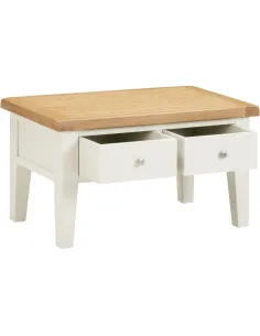 Windsor 2 Drawer Coffee Table - Ivory/Oak | Murphy Furniture 2