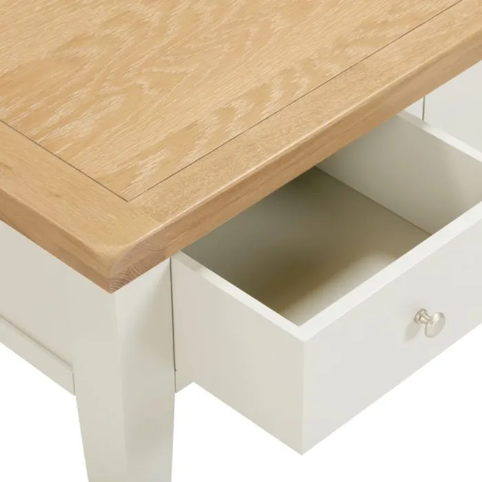 Windsor 2 Drawer Coffee Table - Ivory/Oak | Murphy Furniture
