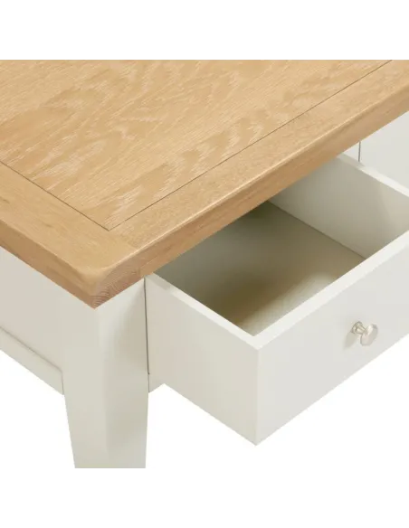 Windsor 2 Drawer Coffee Table - Ivory/Oak | Murphy Furniture