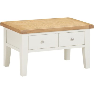 Windsor 2 Drawer Coffee Table - Ivory/Oak | Murphy Furniture