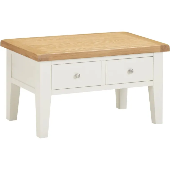 Windsor 2 Drawer Coffee Table - Ivory/Oak | Murphy Furniture