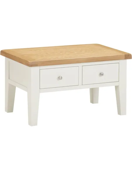Windsor 2 Drawer Coffee Table - Ivory/Oak | Murphy Furniture