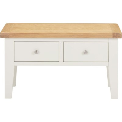 Windsor 2 Drawer Coffee Table - Ivory/Oak | Murphy Furniture