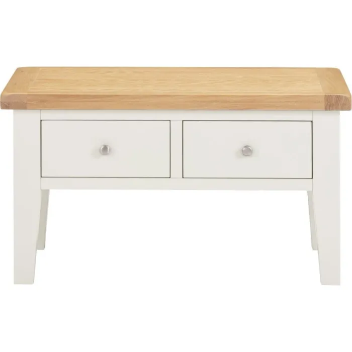 Windsor 2 Drawer Coffee Table - Ivory/Oak | Murphy Furniture