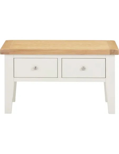Windsor 2 Drawer Coffee Table - Ivory/Oak | Murphy Furniture