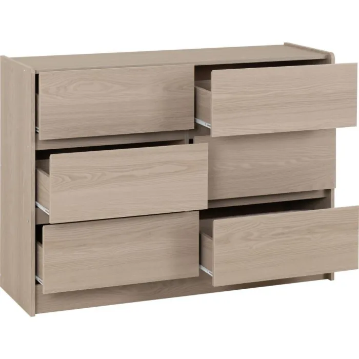 Paris 6 Drawer Chest - Smoked Ash Effect | Murphy Furniture