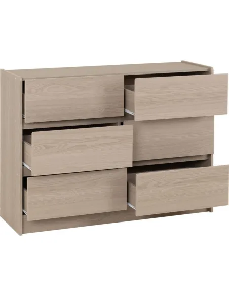 Paris 6 Drawer Chest - Smoked Ash Effect | Murphy Furniture