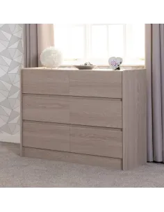 Paris 6 Drawer Chest - Smoked Ash Effect | Murphy Furniture