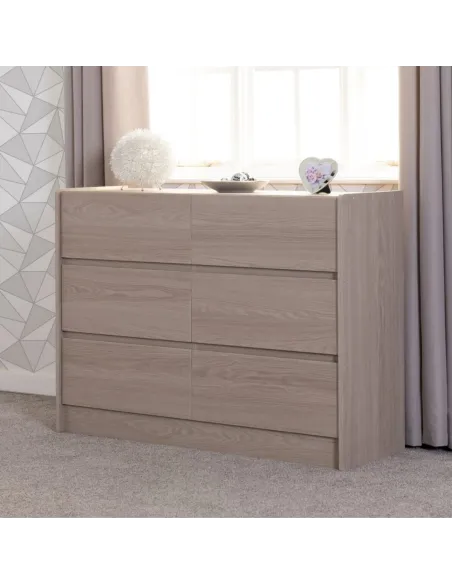 Paris 6 Drawer Chest - Smoked Ash Effect | Murphy Furniture