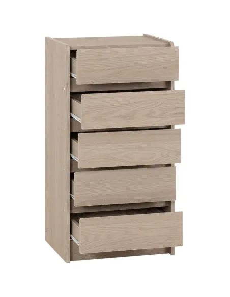 Paris 5 Drawer Chest - Smoked Ash Effect | Murphy Furniture