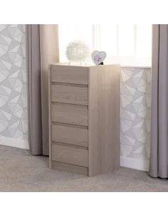 Paris 5 Drawer Chest - Smoked Ash Effect | Murphy Furniture