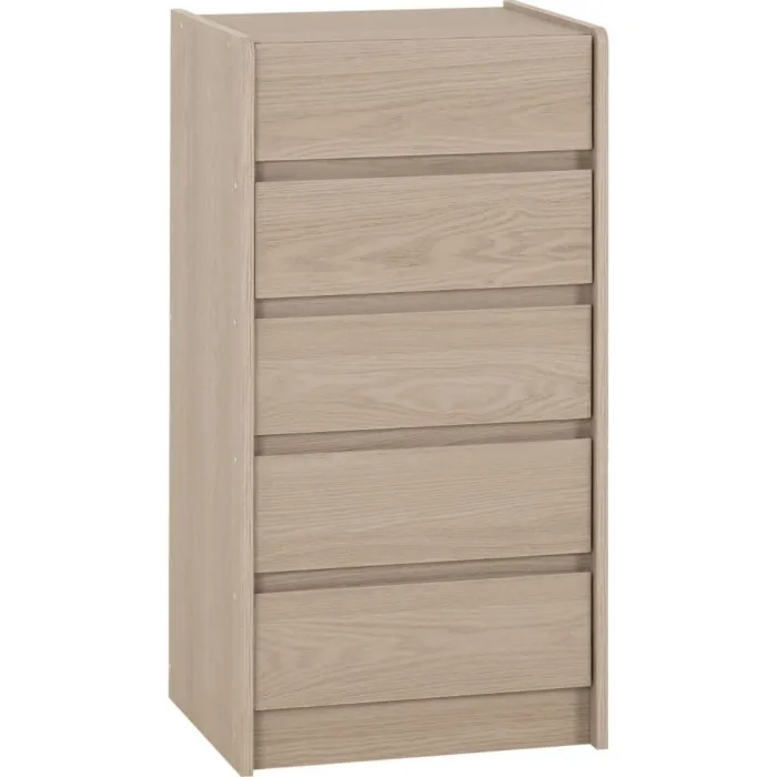 Paris 5 Drawer Chest - Smoked Ash Effect | Murphy Furniture
