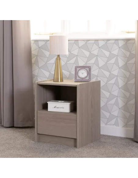 Paris 1 Drawer Bedside Locker - Smoked A | Murphy Furniture