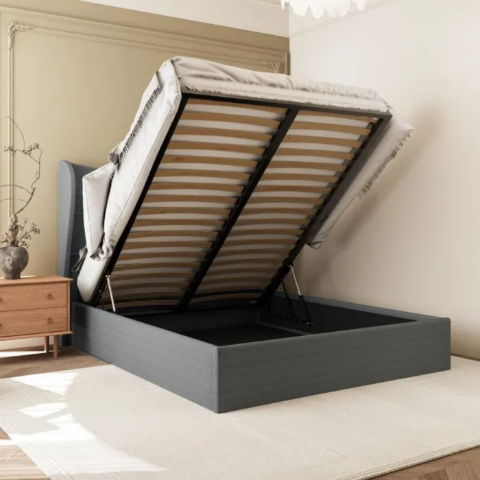 Verona 4FT6 Ottoman Bed - Grey Fabric | Murphy Furniture