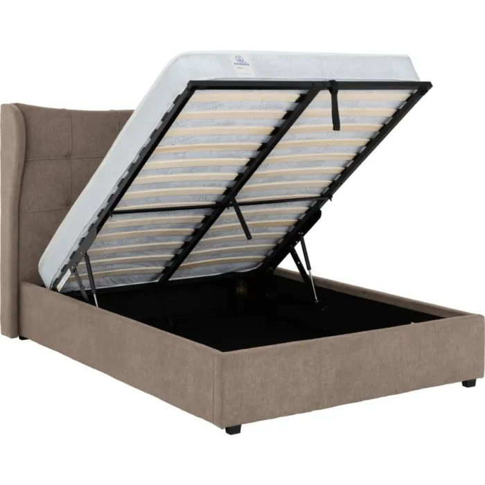 Verona 4FT6 Ottoman Bed - Brown Fabric | Murphy Furniture