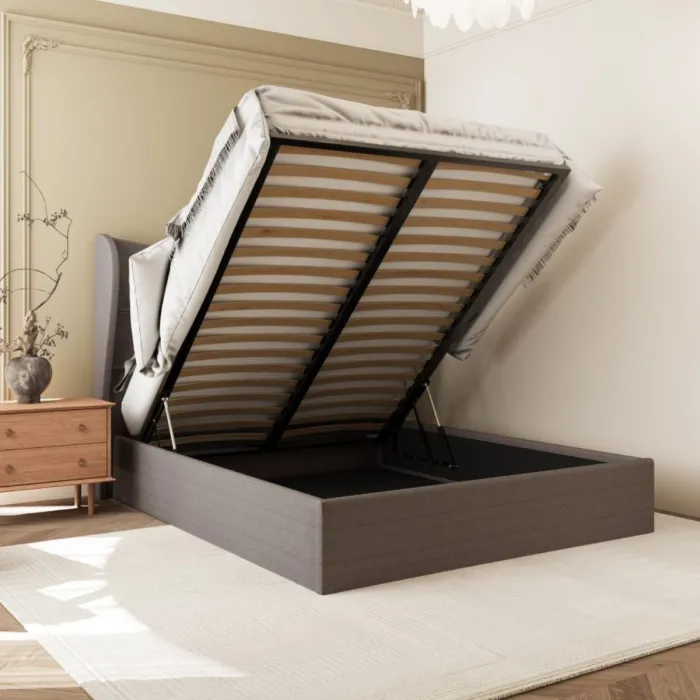 Verona 5FT Ottoman Bed - Brown Fabric | Murphy Furniture