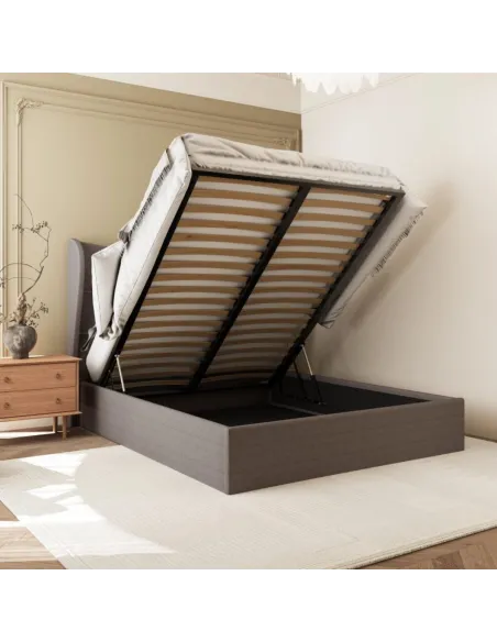 Verona 5FT Ottoman Bed - Brown Fabric | Murphy Furniture