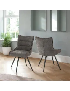 Lewis Swivel Dining Chair - Grey Fabric | Murphy Furniture