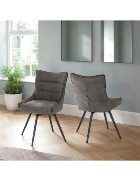 Lewis Swivel Dining Chair - Grey Fabric | Murphy Furniture