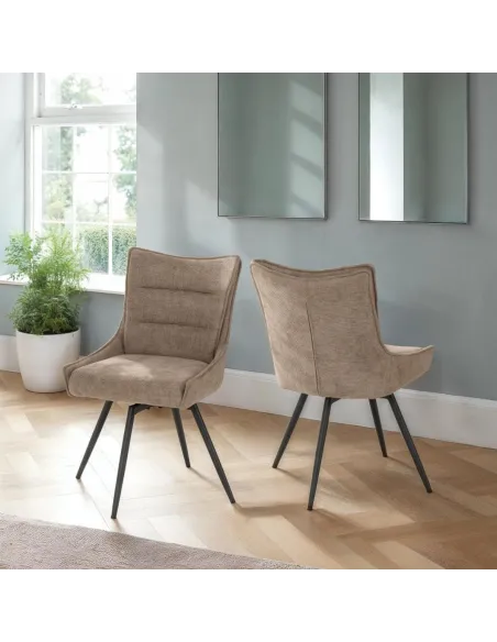 Lewis Swivel Dining Chair - Fawn Fabric | Murphy Furniture