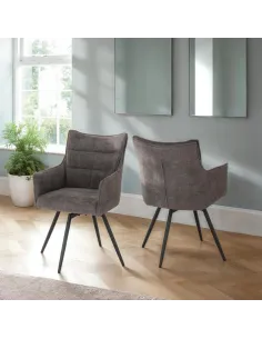 Lewis Carver Swivel Dining Chair - Grey | Murphy Furniture
