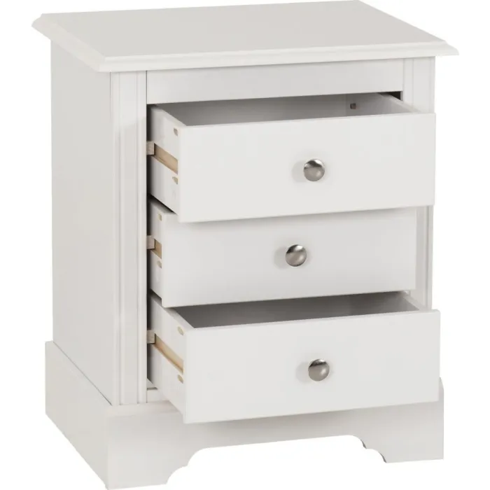 Stratford 3 Drawer Bedside Locker - White | Murphy Furniture