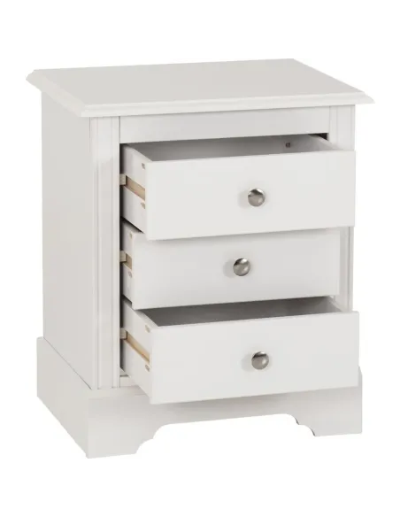 Stratford 3 Drawer Bedside Locker - White | Murphy Furniture