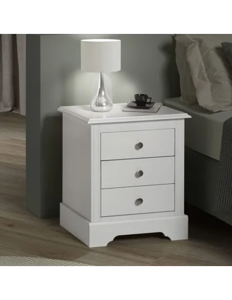 Stratford 3 Drawer Bedside Locker - White | Murphy Furniture