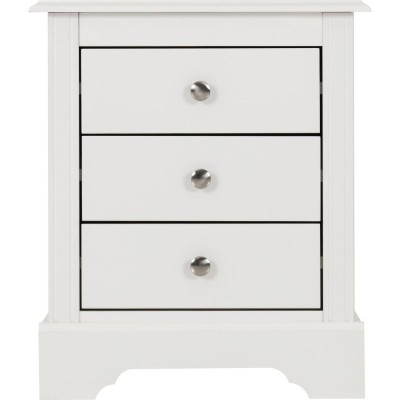 Stratford 3 Drawer Bedside Locker - White | Murphy Furniture