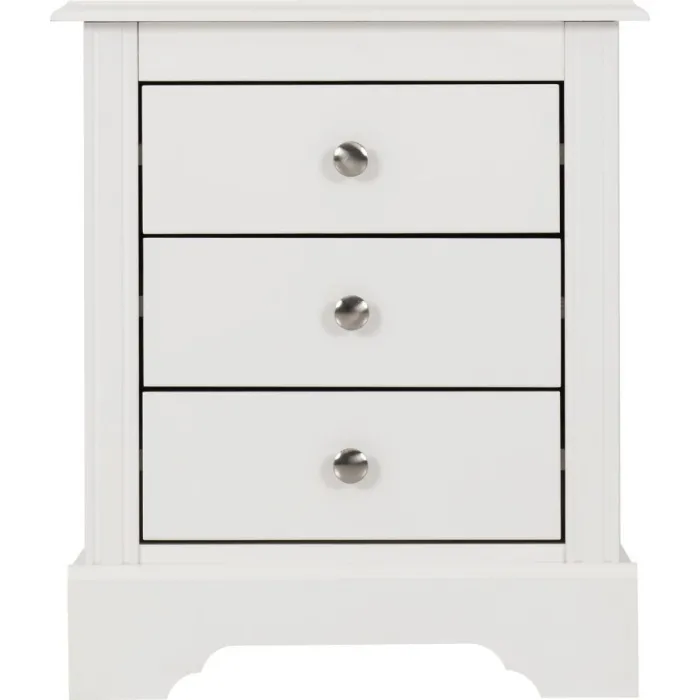 Stratford 3 Drawer Bedside Locker - White | Murphy Furniture