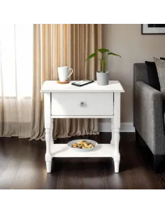 Stratford 1 Drawer Side Table - White | Murphy Furniture 2