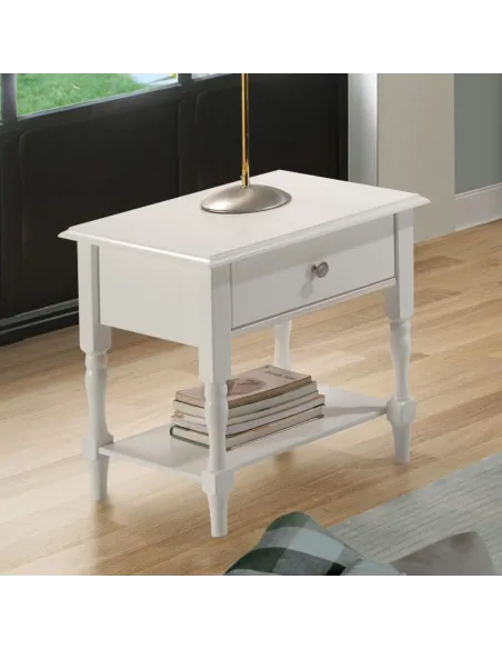 Stratford 1 Drawer Side Table - White | Murphy Furniture