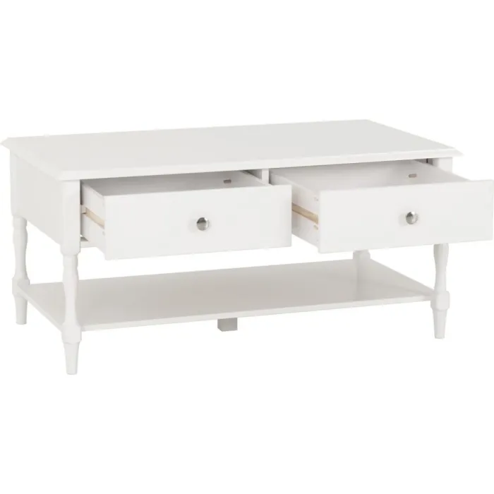 Stratford 2 Drawer Coffee Table - White | Murphy Furniture