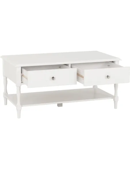 Stratford 2 Drawer Coffee Table - White | Murphy Furniture